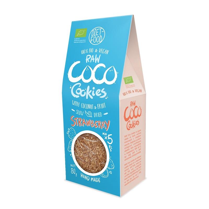 Fursecuri Raw Vegane cu Cocos si Capsuni Bio 80gr Diet Food