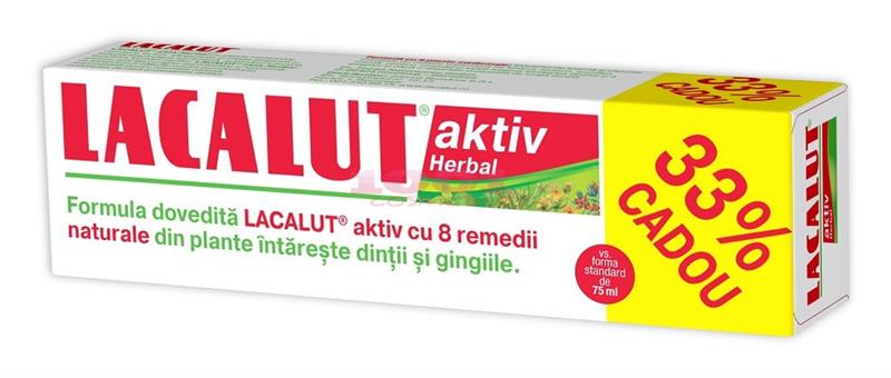 Lacalut Aktiv Herbal Zdrovit 75ml + 33% Cadou