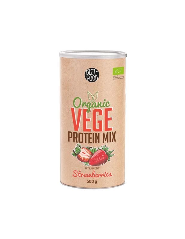 Mix de Proteine Vegane cu Capsuni Bio 500 grame Diet Food