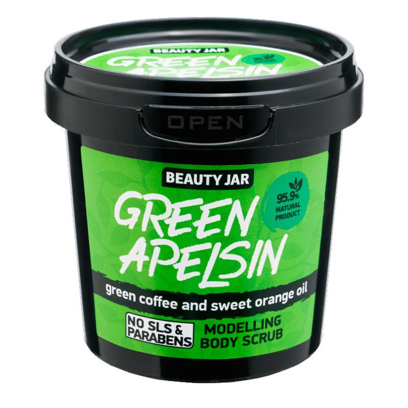 Scrub Modelator pentru Corp cu Cafea Verde si Ulei de Portocala Green Apelsin 200 grame Beauty Jar