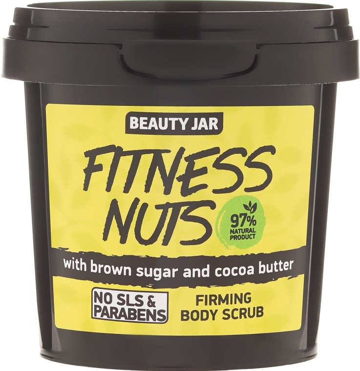 Scrub pentru Fermitatea Corpului cu Zahar Brun si Unt de Cacao Fitness Nuts 200 grame Beauty Jar