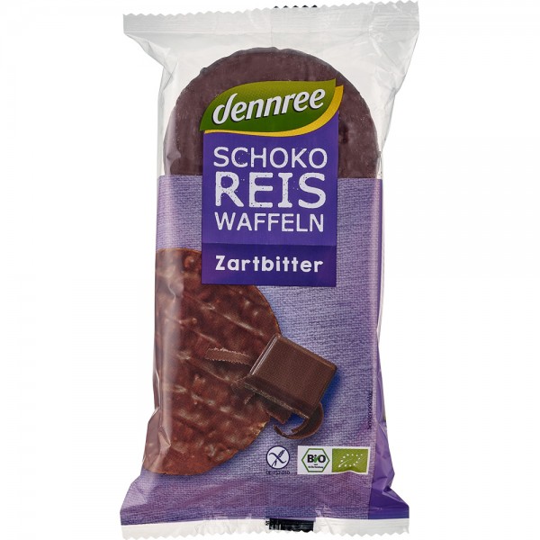 Vafe Ecologice din Orez Expandat cu Ciocolata Amaruie Dennree 100gr